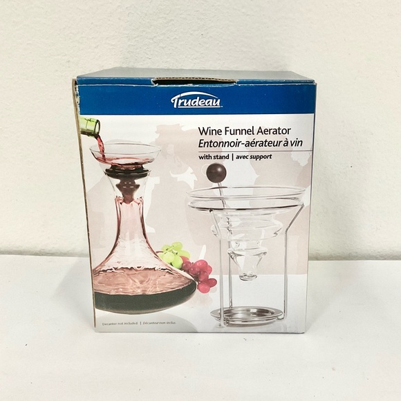 Trudeau Wine Funnel Aerator With Stand Mouth Blown Glass - Picture 4 of 6